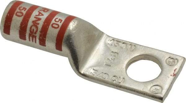 Thomas & Betts - 3/0 AWG Noninsulated Compression Connection Square Ring Terminal - 1/2" Stud, 2.7" OAL x 0.92" Wide, Tin Plated Copper Contact - Top Tool & Supply