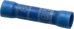 Thomas & Betts - 16 to 14 AWG Compatible, Vinyl Fully Insulated, Crimp-On Butt Splice Terminal - 2 Wire Entries, Copper Contacts, Tin Contact Plating, 1.13" OAL, Blue - Top Tool & Supply