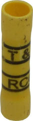 Thomas & Betts - 12 to 10 AWG Compatible, Vinyl Fully Insulated, Crimp-On Butt Splice Terminal - 2 Wire Entries, Copper Contacts, Tin Contact Plating, 1.31" OAL, Yellow - Top Tool & Supply