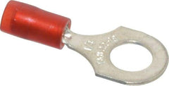 Thomas & Betts - 22-16 AWG Partially Insulated Crimp Connection D Shaped Ring Terminal - 1/4" Stud, 1.1" OAL x 0.46" Wide, Tin Plated Copper Contact - Top Tool & Supply