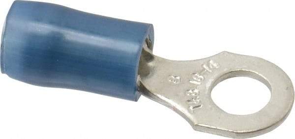 Thomas & Betts - 18-14 AWG Partially Insulated Crimp Connection D Shaped Ring Terminal - #8 Stud, 0.89" OAL x 0.31" Wide, Tin Plated Copper Contact - Top Tool & Supply