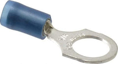 Thomas & Betts - 18-14 AWG Partially Insulated Crimp Connection D Shaped Ring Terminal - 5/16" Stud, 1.08" OAL x 0.47" Wide, Tin Plated Copper Contact - Top Tool & Supply