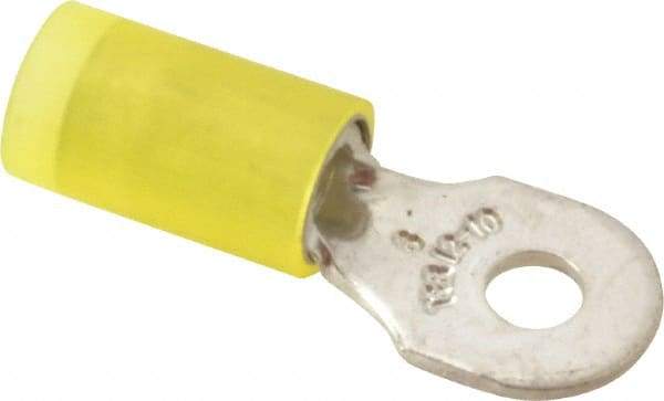 Thomas & Betts - 12-10 AWG Partially Insulated Crimp Connection D Shaped Ring Terminal - #6 Stud, 1" OAL x 0.37" Wide, Tin Plated Copper Contact - Top Tool & Supply