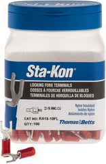 Thomas & Betts - #10 Stud, 22 to 16 AWG Compatible, Partially Insulated, Crimp Connection, Locking Fork Terminal - Top Tool & Supply