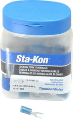 Thomas & Betts - #8 Stud, 18 to 14 AWG Compatible, Partially Insulated, Crimp Connection, Locking Fork Terminal - Top Tool & Supply