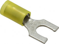 Thomas & Betts - 1/4" Stud, 12 to 10 AWG Compatible, Partially Insulated, Crimp Connection, Locking Fork Terminal - Top Tool & Supply