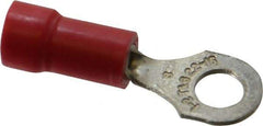 Thomas & Betts - 22-16 AWG Partially Insulated Crimp Connection D Shaped Ring Terminal - #8 Stud, 0.97" OAL x 0.31" Wide, Tin Plated Copper Contact - Top Tool & Supply