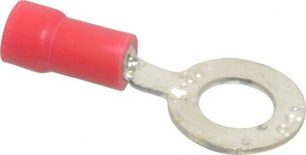 Thomas & Betts - 22-16 AWG Partially Insulated Crimp Connection D Shaped Ring Terminal - 1/4" Stud, 1.13" OAL x 1/2" Wide, Tin Plated Copper Contact - Top Tool & Supply