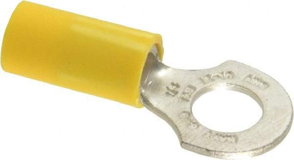 Thomas & Betts - 12-10 AWG Partially Insulated Crimp Connection D Shaped Ring Terminal - 1/4" Stud, 1.16" OAL x 1/2" Wide, Tin Plated Copper Contact - Top Tool & Supply