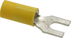 Thomas & Betts - #8 Stud, 12 to 10 AWG Compatible, Partially Insulated, Crimp Connection, Standard Fork Terminal - Top Tool & Supply