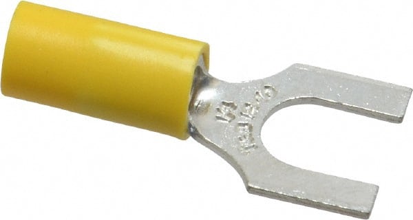 Thomas & Betts - 1/4" Stud, 12 to 10 AWG Compatible, Partially Insulated, Crimp Connection, Standard Fork Terminal - Top Tool & Supply