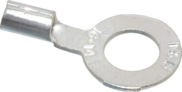 Thomas & Betts - 18-14 AWG Noninsulated Crimp Connection D Shaped Ring Terminal - 1/4" Stud, 0.93" OAL x 1/2" Wide, Tin Plated Copper Contact - Top Tool & Supply