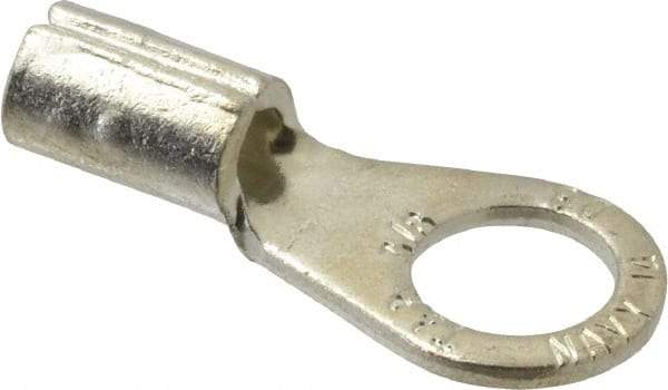 Thomas & Betts - 8 AWG Noninsulated Crimp Connection Circular Ring Terminal - 3/8" Stud, 1.32" OAL x 0.59" Wide, Tin Plated Copper Contact - Top Tool & Supply