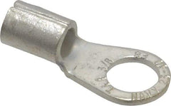 Thomas & Betts - 6 AWG Noninsulated Crimp Connection Circular Ring Terminal - 3/8" Stud, 1.32" OAL x 0.6" Wide, Tin Plated Copper Contact - Top Tool & Supply