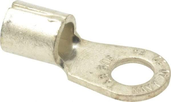 Thomas & Betts - 4 AWG Noninsulated Crimp Connection Circular Ring Terminal - 5/16" Stud, 1.35" OAL x 0.6" Wide, Tin Plated Copper Contact - Top Tool & Supply