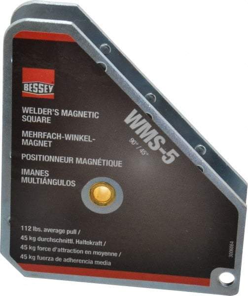 Bessey - 3-3/4" Wide x 3/4" Deep x 4-3/8" High Magnetic Welding & Fabrication Square - 112 Lb Average Pull Force - Top Tool & Supply