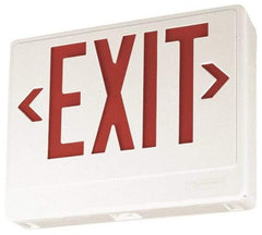 Lithonia Lighting - 1 Face, White, Thermoplastic, LED, Illuminated Exit Sign - 120/277 VAC, Nickel Cadmium, Universal Mounted, 11-3/4 Inch Long x 2 Inch Wide x 7-5/8 Inch High - Top Tool & Supply