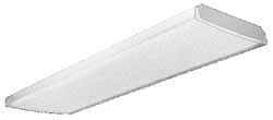 Lithonia Lighting - 4 Lamp, 4 Ft. Long, 32 Watt, Stem and Surface Mounted, Fluorescent Lamp Wraparound Light Fixture - 120-277 Volt, White, Electronic Ballast - Top Tool & Supply