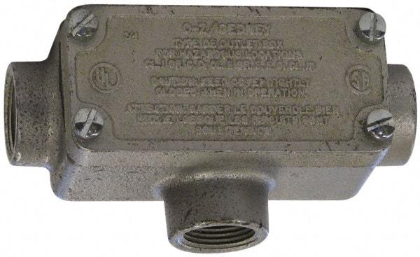 O-Z/Gedney - T Body, 1/2" Trade, Rigid Malleable Iron Conduit Body - Rectangle, 3.69" OAL, Hazardous Locations - Top Tool & Supply