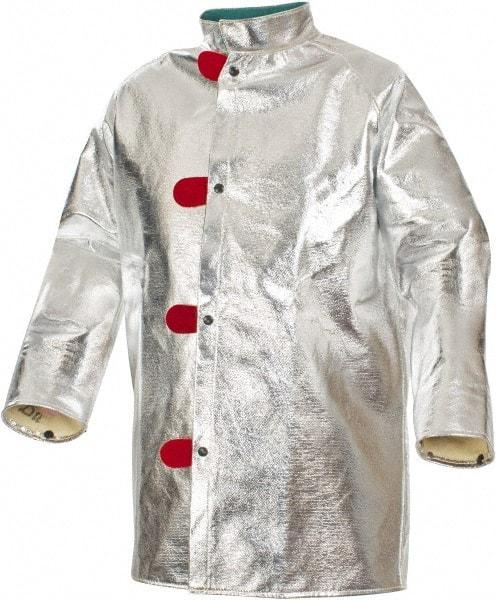 PRO-SAFE - Size XL Aluminized Jacket - Silver, Yellow, Black, Aluminized & Kevlar, Snaps Closure, 48 to 50" Chest - Top Tool & Supply