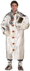 PRO-SAFE - Size S Aluminized Coat - Silver, Yellow, Aluminized & Kevlar, Snaps Closure, 36 to 38" Chest - Top Tool & Supply