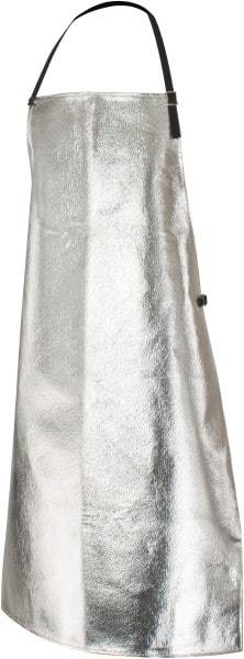 PRO-SAFE - 24 x 39" Aluminized Bib Apron - Aluminized Blended Kevlar, 19 oz Material, Silver & Yellow - Top Tool & Supply