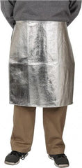 PRO-SAFE - 24 x 24" Aluminized Waist Apron - Aluminized Blended Kevlar, 19 oz Material, Silver & Yellow - Top Tool & Supply