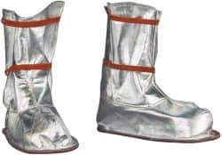 PRO-SAFE - Men's 9-12 Aluminized Overboots - 12" High, Plain Toe, Nonslip Sole, Aluminized Carbon Kevlar Upper, Silver - Top Tool & Supply