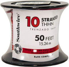 Southwire - THHN/THWN, 10 AWG, 30 Amp, 100' Long, Stranded Core, 19 Strand Building Wire - Red, Thermoplastic Insulation - Top Tool & Supply