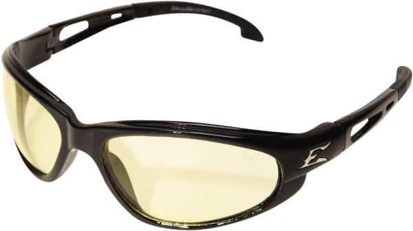 Edge Eyewear - Yellow Lenses, Framed Safety Glasses - Anti-Fog, Scratch Resistant, Black Nylon Frame, Size Universal, Wrap Around - Top Tool & Supply