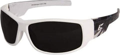 Edge Eyewear - Smoke Lenses, Framed Safety Glasses - Scratch Resistant, White Nylon Frame, Size Universal, Wrap Around - Top Tool & Supply