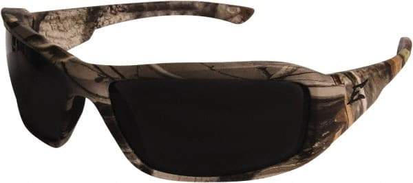 Edge Eyewear - Smoke Lenses, Framed Safety Glasses - Scratch Resistant, Camouflage Nylon Frame, Size Universal, Wrap Around - Top Tool & Supply