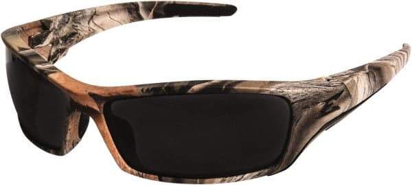 Edge Eyewear - Smoke Lenses, Framed Safety Glasses - Scratch Resistant, Camouflage Nylon Frame, Size Universal, Wrap Around - Top Tool & Supply