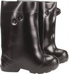 Winter Walking - Men's 12-13.5 Traction Overshoes - 15" High, Plain Toe, Nonslip Sole, PVC Upper, Black - Top Tool & Supply