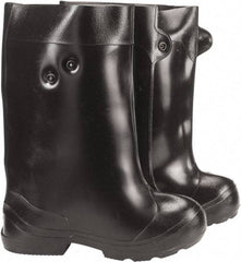 Winter Walking - Men's 14-15.5 Traction Overshoes - 15" High, Plain Toe, Nonslip Sole, PVC Upper, Black - Top Tool & Supply