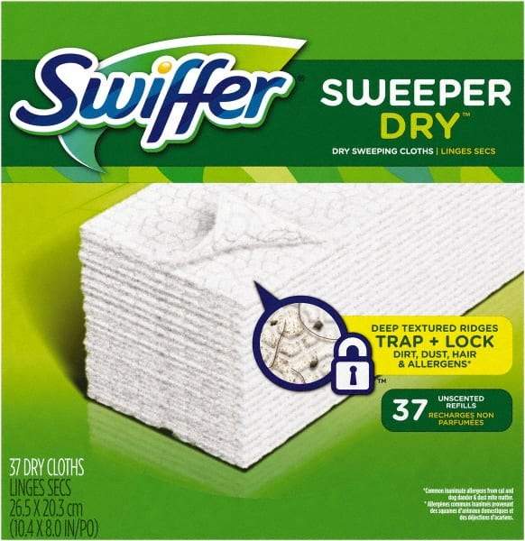 Swiffer - 8" Long x 10.4" Wide Microfiber Dust Mop Pad - Snap-On, White, Rectangular Head - Top Tool & Supply