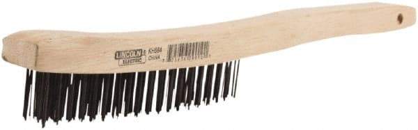 Lincoln Electric - 2 Rows x 9 Columns Brass Wire Brush - 9" OAL, 8-3/4 Trim Length, Wood Handle - Top Tool & Supply