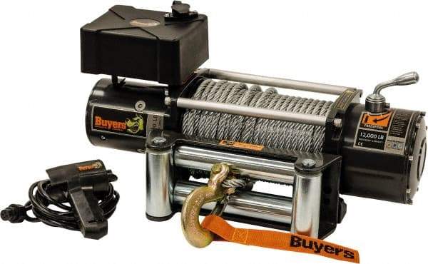 Buyers Products - 12,000 Lb Capacity, 100' Cable Length, Automotive DC Electric Winch - 12 Volts - Top Tool & Supply