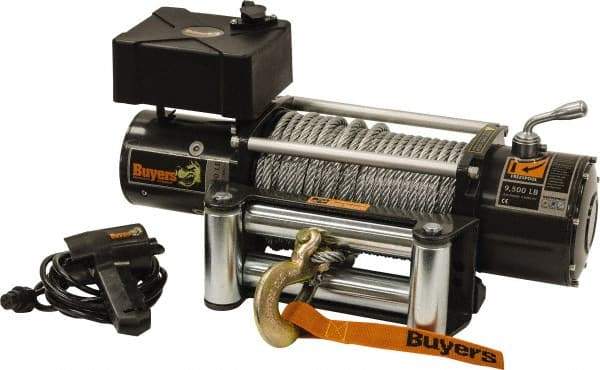 Buyers Products - 9,500 Lb Capacity, 100' Cable Length, Automotive DC Electric Winch - 12 Volts - Top Tool & Supply