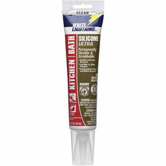 White Lightning - 5.3 oz Tube Clear Silicone Sealant - -80 to 450°F Operating Temp, 30 min Tack Free Dry Time, 24 hr Full Cure Time - Top Tool & Supply