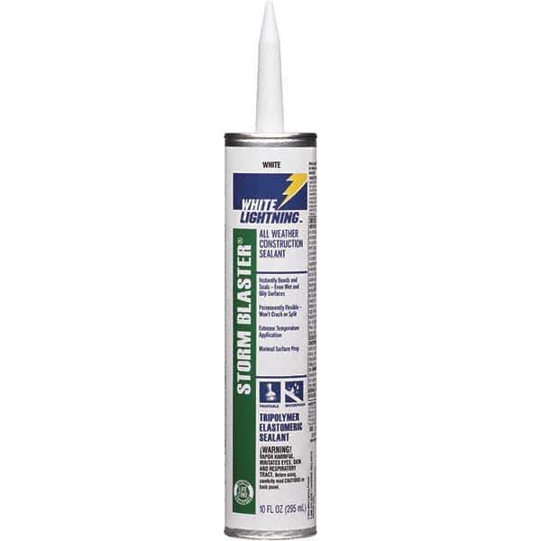 White Lightning - 10 oz Tube White Tetrachloroethylene Caulk - -40 to 180°F Operating Temp, 120 min Tack Free Dry Time, 96 hr Full Cure Time - Top Tool & Supply