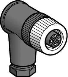 Telemecanique Sensors - 3 Amp, M12 4 Pin Elbowed Female Field Attachable Connector Sensor and Receptacle - 125 VAC, 150 VDC, IP67 Ingress Rating - Top Tool & Supply