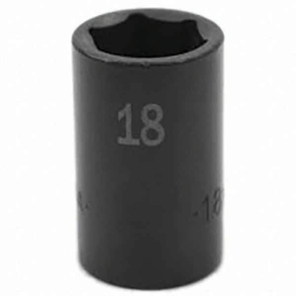 SK - Impact Socket - 3/8"DR 6PT 18MM SEMI-DEEP IMPACT SOCKET - Top Tool & Supply