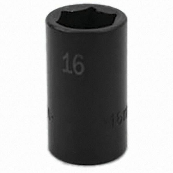 SK - Impact Socket - 3/8"DR 6PT 16MM SEMI-DEEP IMPACT SOCKET - Top Tool & Supply