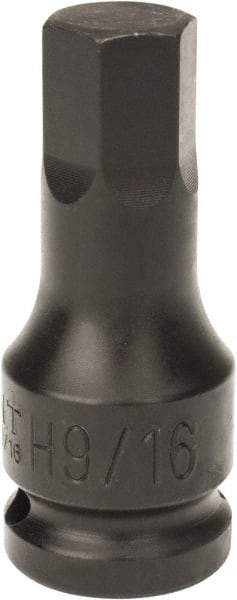 Paramount - 1/2" Drive, 9/16" Impact Hex Bit Socket - 1-7/16" Bit Length, 2-5/16" OAL - Top Tool & Supply