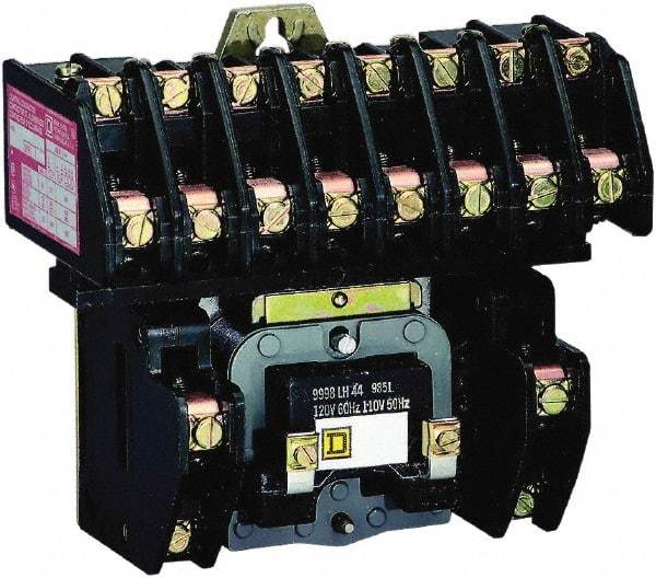 Square D - No Enclosure, 10 Pole, Electrically Held Lighting Contactor - 20 A (Tungsten), 30 A (Fluorescent), 220 VAC at 50 Hz, 240 VAC at 60 Hz, 10NO Contact Configuration - Top Tool & Supply