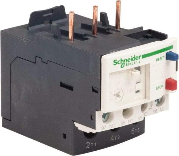 Schneider Electric - 3 Pole, NEMA Size 00-1, 0.4 to 0.63 Amp, 690 VAC, Thermal NEMA Overload Relay - Trip Class 20, For Use with LC1D09, LC1D12, LC1D18, LC1D25, LC1D32 and LC1D38 - Top Tool & Supply