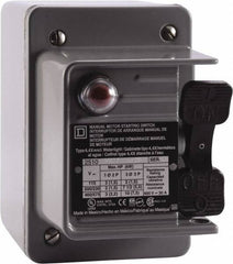 Square D - 3 Poles, 30 Amp, NEMA, Enclosed Toggle Manual Motor Starter - 1 hp at 90 VDC, 10 hp at 460 VAC, 10 hp at 575 VAC, 1-1/2 hp at 230 VDC, 2 hp at 115 VAC, 2 hp at 115 VDC & 7-1/2 hp at 230 VAC, CE, CSA, NEMA 4 & UL Listed - Top Tool & Supply