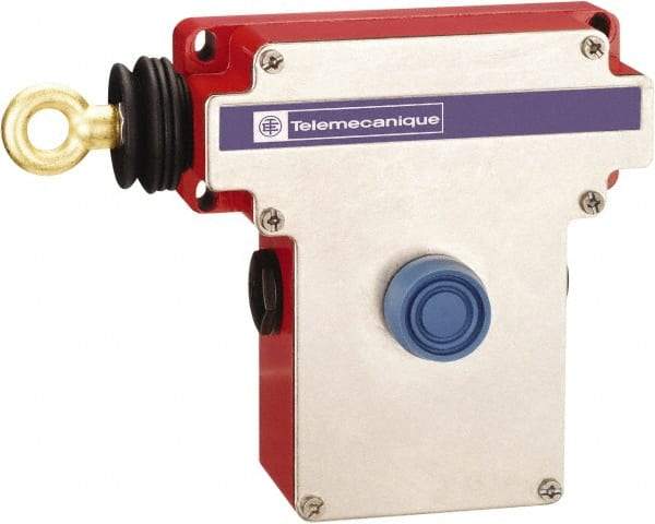 Telemecanique Sensors - 10 Amp, 2NO/2NC Configuration, Left Hand Operation, Rope Operated Limit Switch - Pushbutton Reset, Rope Pull, No Pilot Light, 300 VAC - Top Tool & Supply