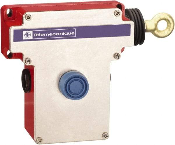 Telemecanique Sensors - 10 Amp, 2NO/2NC Configuration, Rope Operated Limit Switch - Pushbutton Reset, Rope Pull, No Pilot Light, 300 VAC - Top Tool & Supply